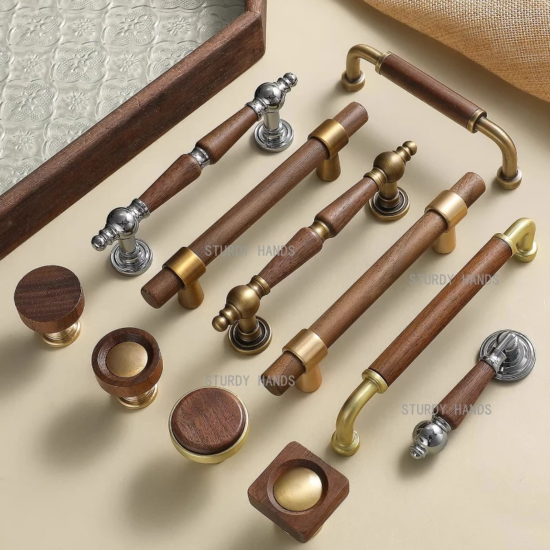 Middle ancient style zinc alloy walnut cabinet wardrobe door handle aesthetic wine cabinet shoe drawer handle