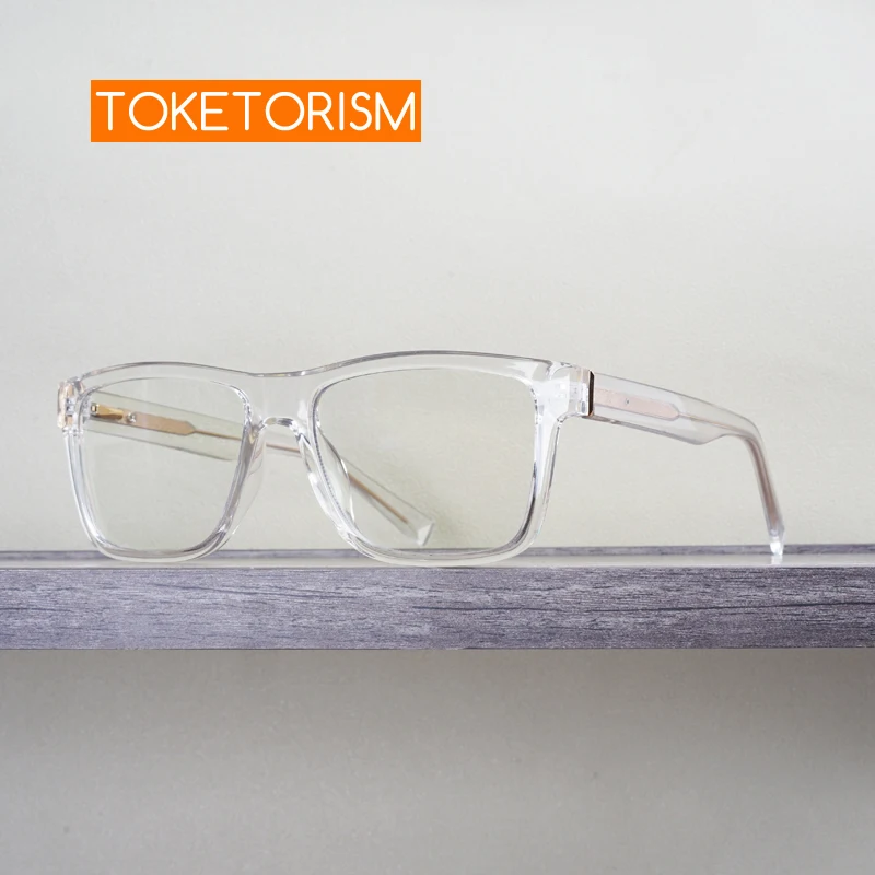 Toketorism Oversize Rectangle Transparent Blue Lights Glasses Men's Eyeglasses Frame Women's Optical Frames For Prescription