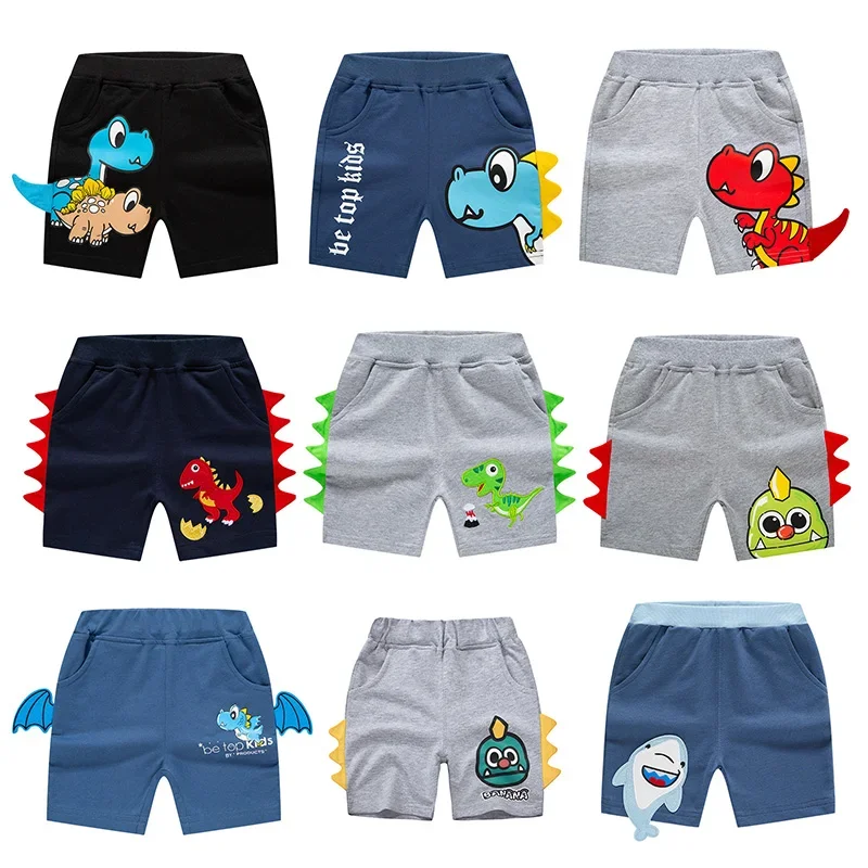 

2023 Summer 2-8 Years Children Boys Shorts Cartoon Dinosaur Embroidery Baby Boys Sports Shorts Kids Toddler Little Boy Clothes