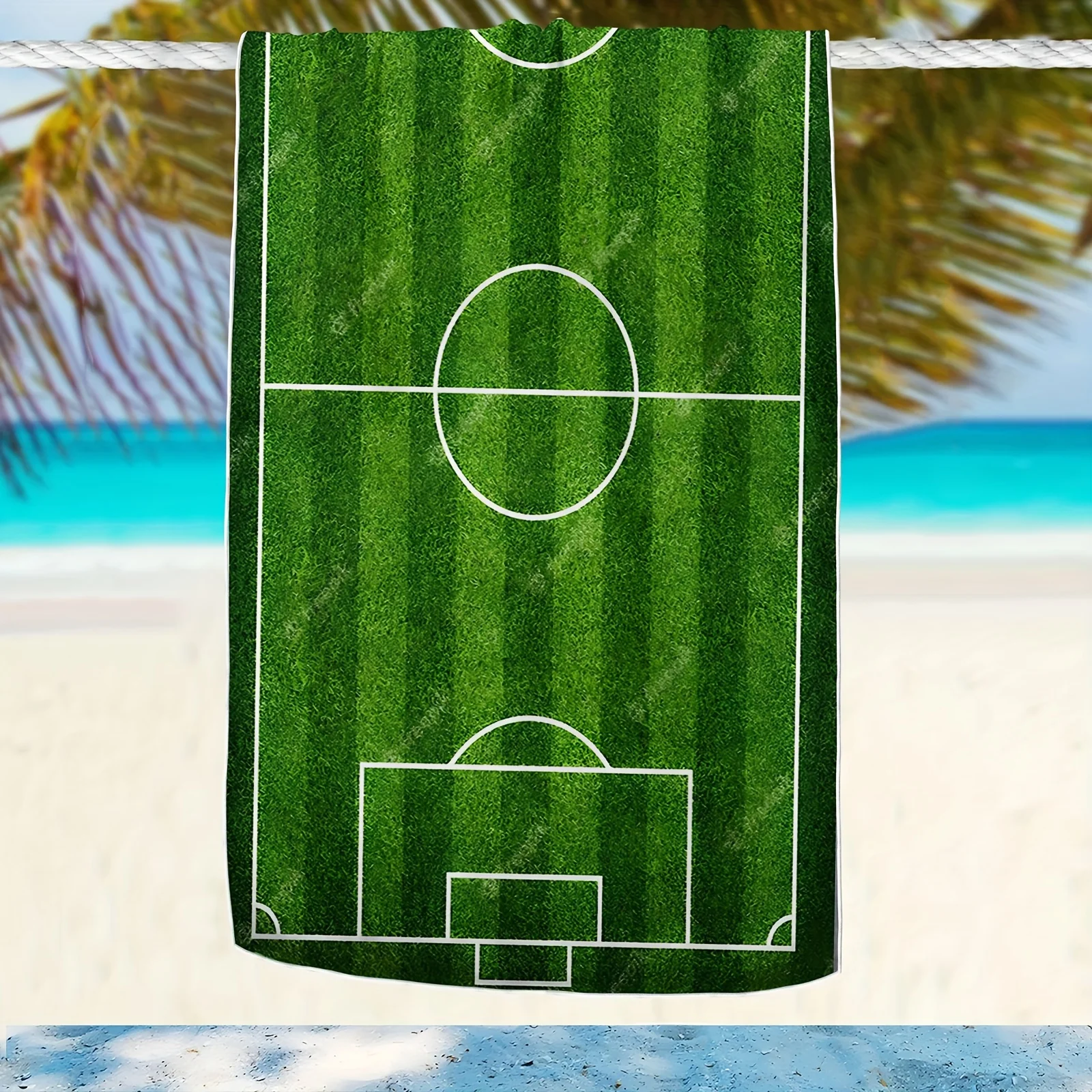 Soccer Field Beach Towel: Embrace the Sporty Green Design, Soft Comfort, and Game Spirit for Your Active Days