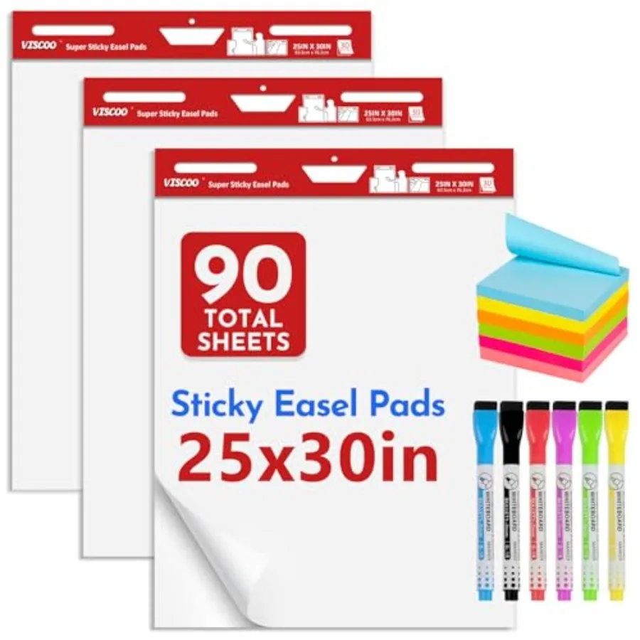 

Thickened Sticky Easel Pad Flip Chart Paper for Teachers Giant Self-Stick Chart Paper for Wall Anchor Chart Paper for Classroom
