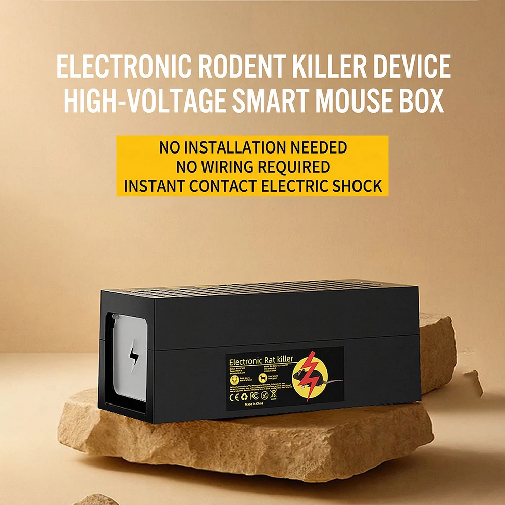 1800V High-Voltage Electronic Mouse Trap, Smart Removable Battery, Touchless Automatic Mouse Extermination Box