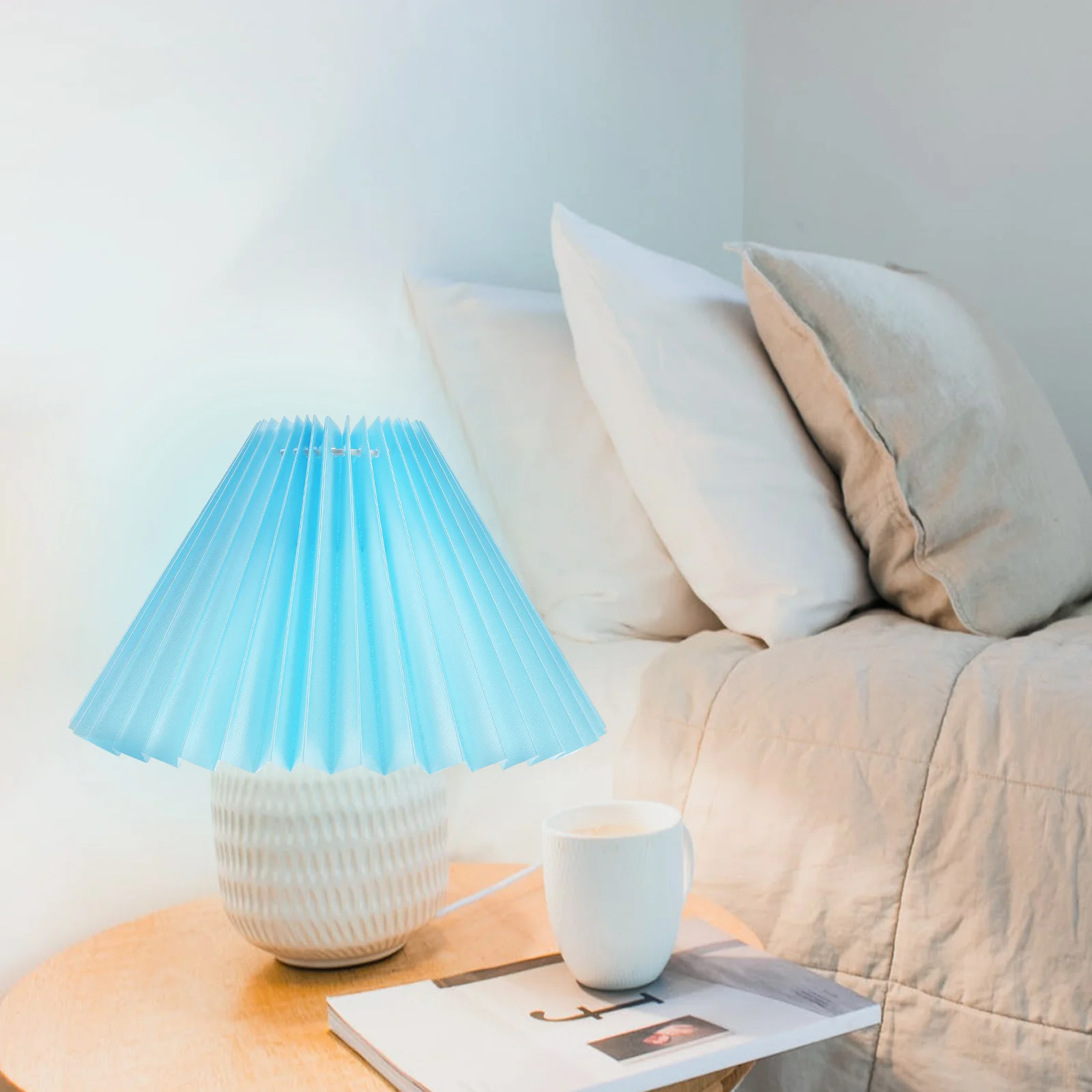 1pc Table Lamp Shade 12 Inch Cloth Iron Durable Pleated Light Cover For Home Bedroom Lamp Accessory Decorative Lighting