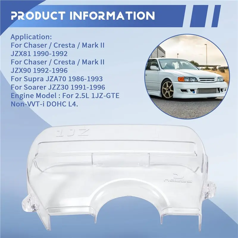 A02Q-Transparent Engine Timing Pulley Cover,Timing Gear Cover For 1Jz Soarer Cresta II 86-96 2.5L