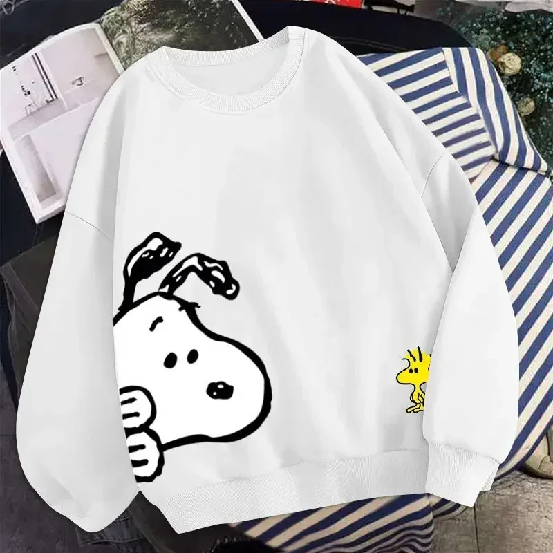 Camisa de fondo suéter de manga larga abrigo Snoopy primavera y otoño Sudadera con capucha niños y niñas suéter fino de cuello redondo