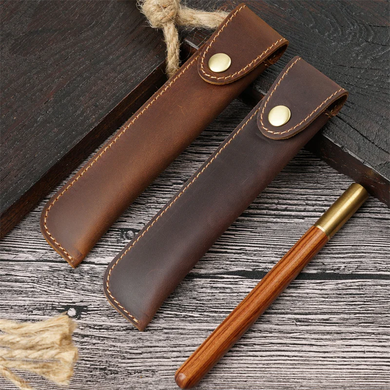 Handmade Cow Leather Pen And Pencil Cover Retro Stationery Creative Protective Cover School Supplie Souvenir Pen Bag Case﻿﻿