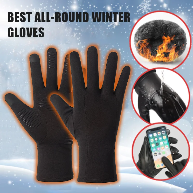 Wärmende Allwetter-Touchscreen-Handschuhe mit Fleecefutter, rutschfest, winddicht, modische Wintersporthandschuhe für Outdoor-Sportarten