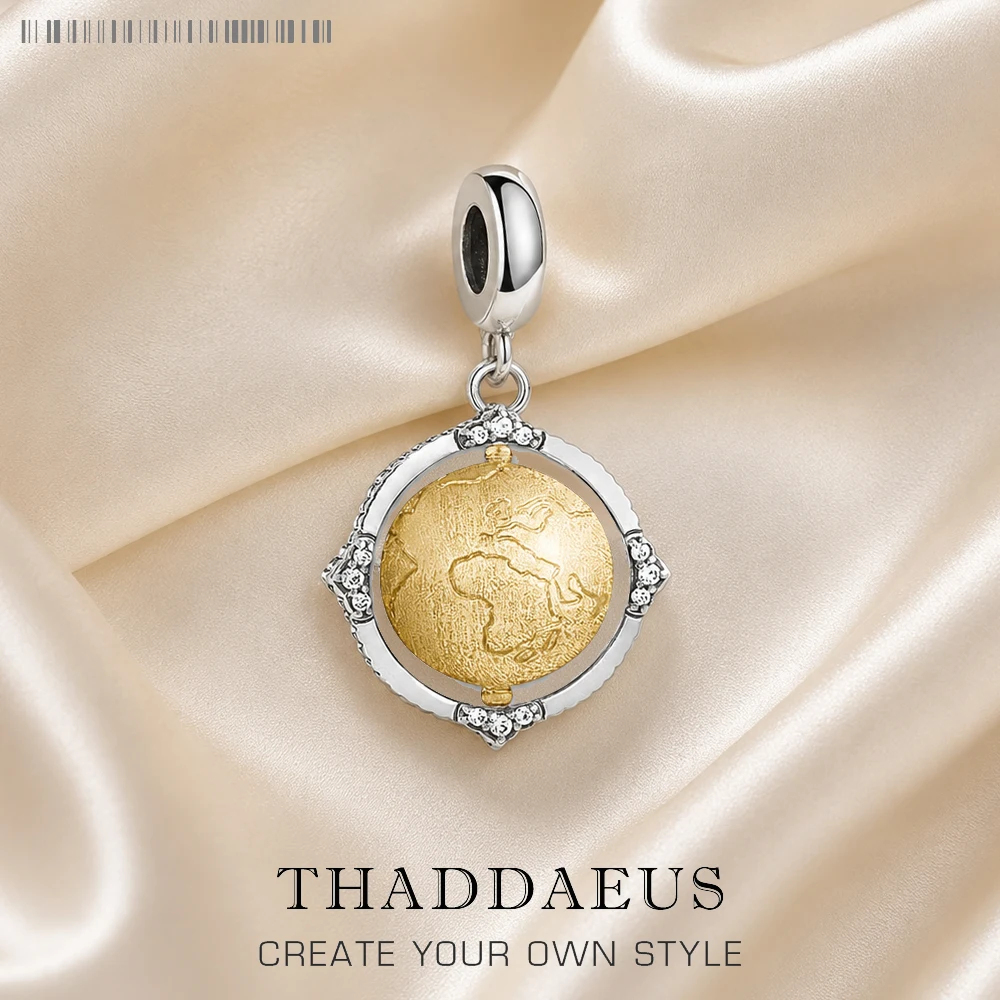 Revolving Vintage Globe Charm The World of Rebels Sterling Silver 925 Fashion Jewelry Women Men Gift