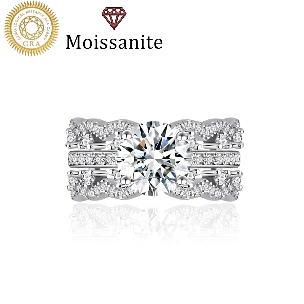

1 Piece Women's Wedding Ring, Flower Curtain Lily Stacking Ring for Women, 5.1g S925 Sterling Silver, 2 Carat Moissanite, Bohemian, Palace Style, Engagement, Proposal, Wedding Anniversary, Valentine's Day Gift, Comes with Moissanite Certificate and Exquis