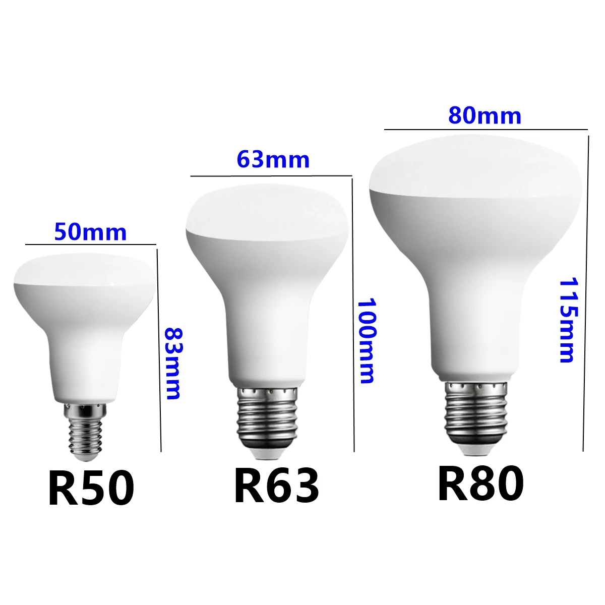 Грибовые лампы Завод LED R50 R63 R80 E27 E14 Ванная лампа 220V 6W 10W 12W Бесстробоскопическая внутренняя теплая лампа соответствует ERP 2.0