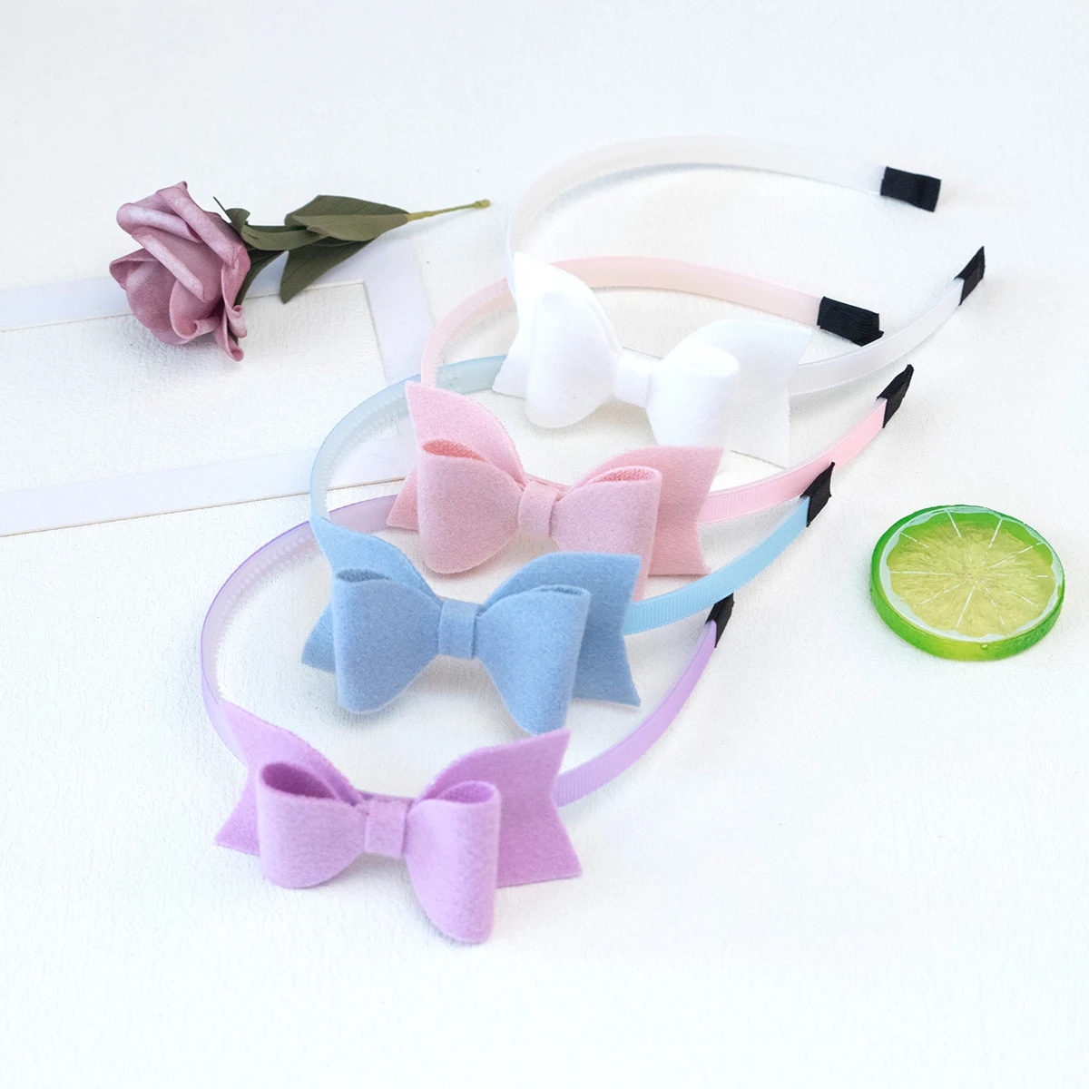 5pcs Girls Hair Bows with Hairbands Soft Hair Bows Headbands for Girls Kids Hair Accessories Teeth Plastic Headband Headwear