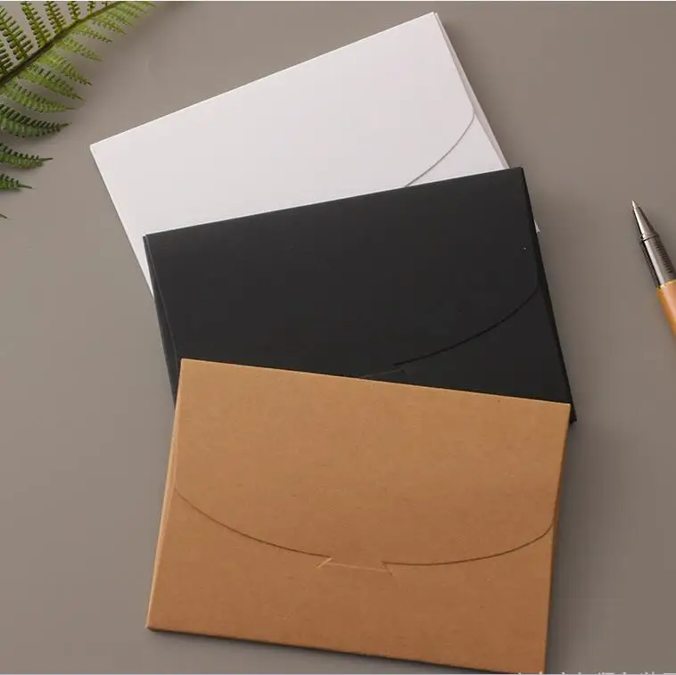 50pcs Kraft Paper  Envelopes Postcard Cover Packaging Business Card Photo Storage Box