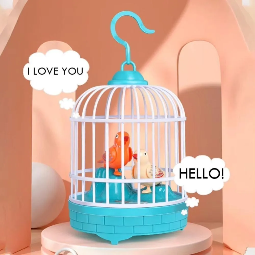New Sound Control Electric Bird Cage Realistic Voice Luminous Parrot Cage Funny Talking Electric Bird Children