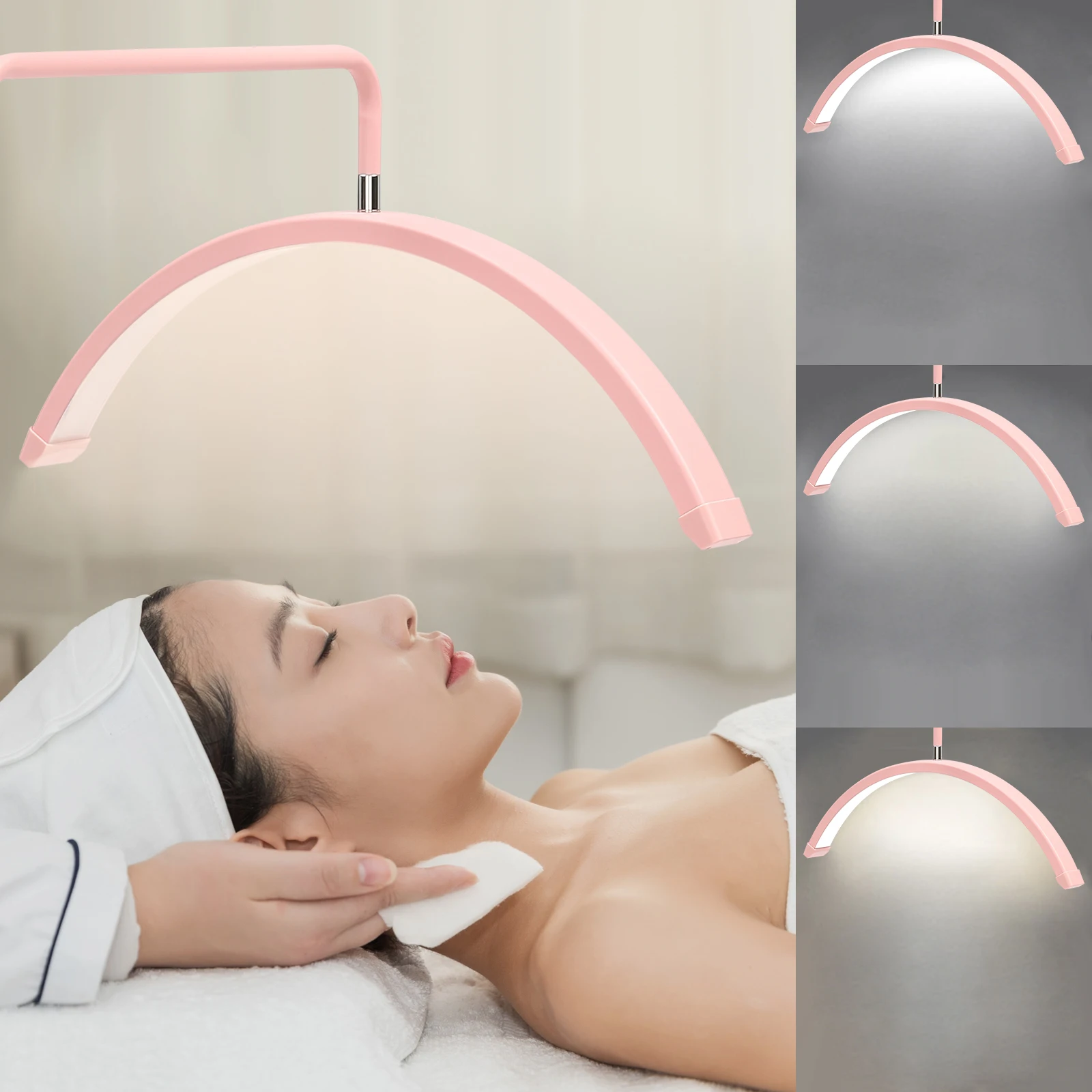 Pink Lash Light LED Floor Lamp Adjustable Standing Lamp w/Remote Control & Mobile Phone Holder Half Moon Lash Light for Reading