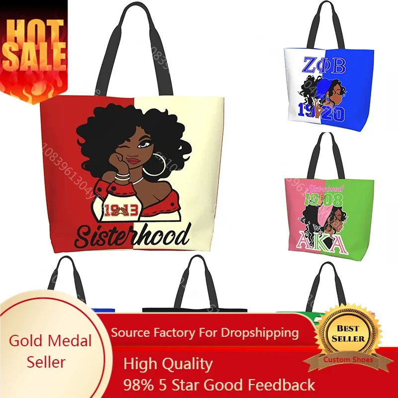 

Black Woman Sorority Tote Bag Aesthetic Vintage Designer Handbags for Women Shopping Bags with Travel Grocery Shopping