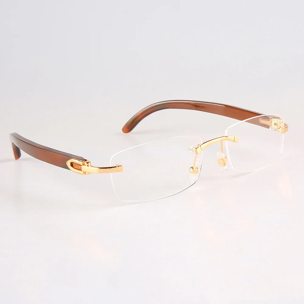 

Handmade Luxury Oval Rectangle Style Rimless Frame Coffee Brown Ox Horn Optical Glasses Personalized Customized Unique Styles