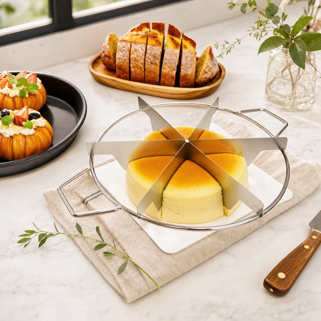 Stainless Steel Cake & Pizza Slicer 4-10 Slice Round Cutter Tool Even Divider for Cheesecake Pie Fruit & Pizza Baking & Kitchen