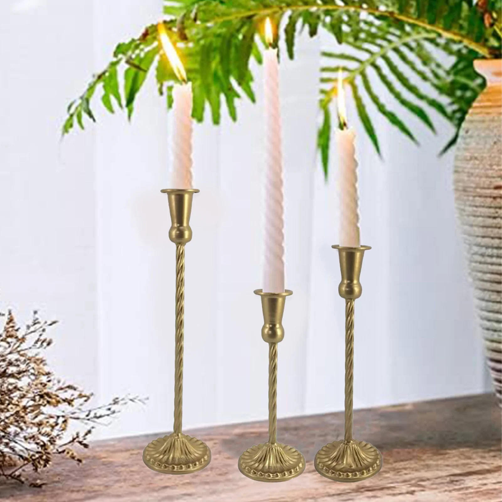 Eye Catching Brass Taper Candle Holders Perfect Decorative Accent For Living Rooms Dining Tables And Special Events