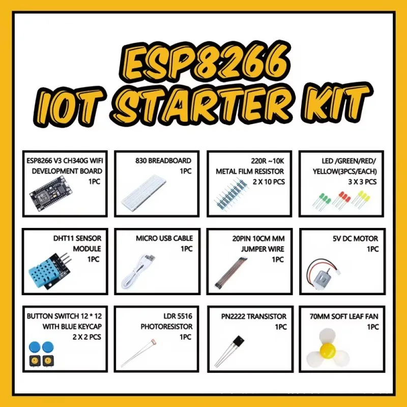 2024StyleESP8266 WiFiGetting Started Learning Kit DHT11Temperature and Humidity Sensor Programming Electronic Experiment