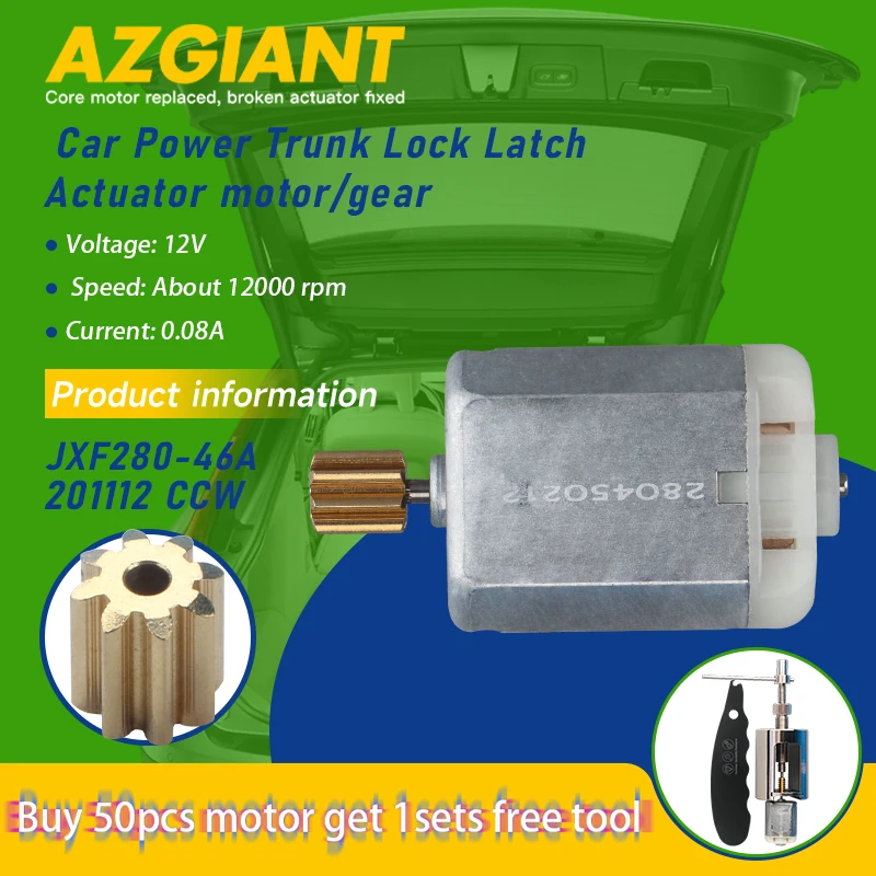 1PC AZGIANT Car Trunk Latch Lid Lock Release Motor 8 Teeth Gear For 2008-2012 Abarth 500 Cabriolet  Auto Parts Repair Tools DIY
