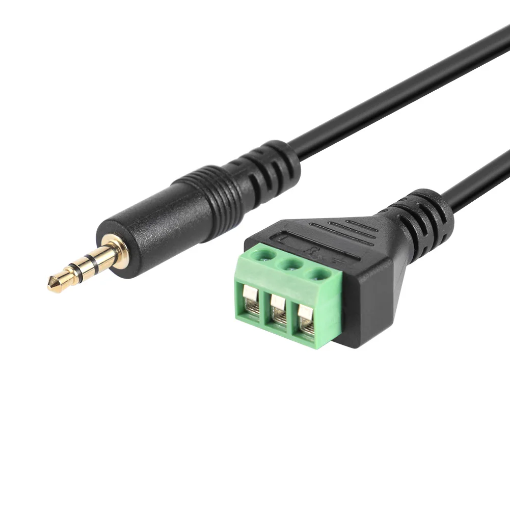 3.5mm 3 Pole Male Plug To 3Pin AV Screw Audio Video Shield Gold-plated Male Plug To AV Screw Terminal Cable Free-Soldering 30cm