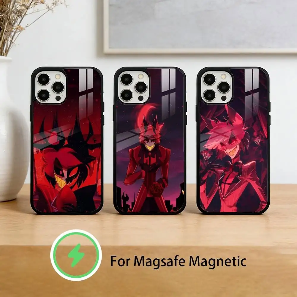 

hazbins hotels alastors Phone Case For iPhone 17 16 15 14 13 12 Pro Max Plus for Mirror Wireless Magnetic Cover