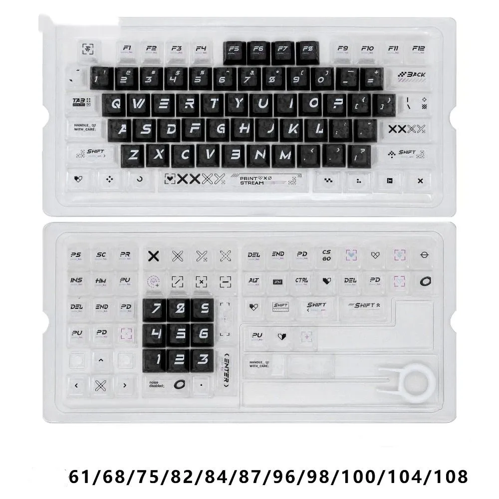 Vollständig Transparente Tastenkappen-Set, Kristallklare Eis-Transparente Mechanische Tastatur-Tastenkappen aus PBT – Detail 3