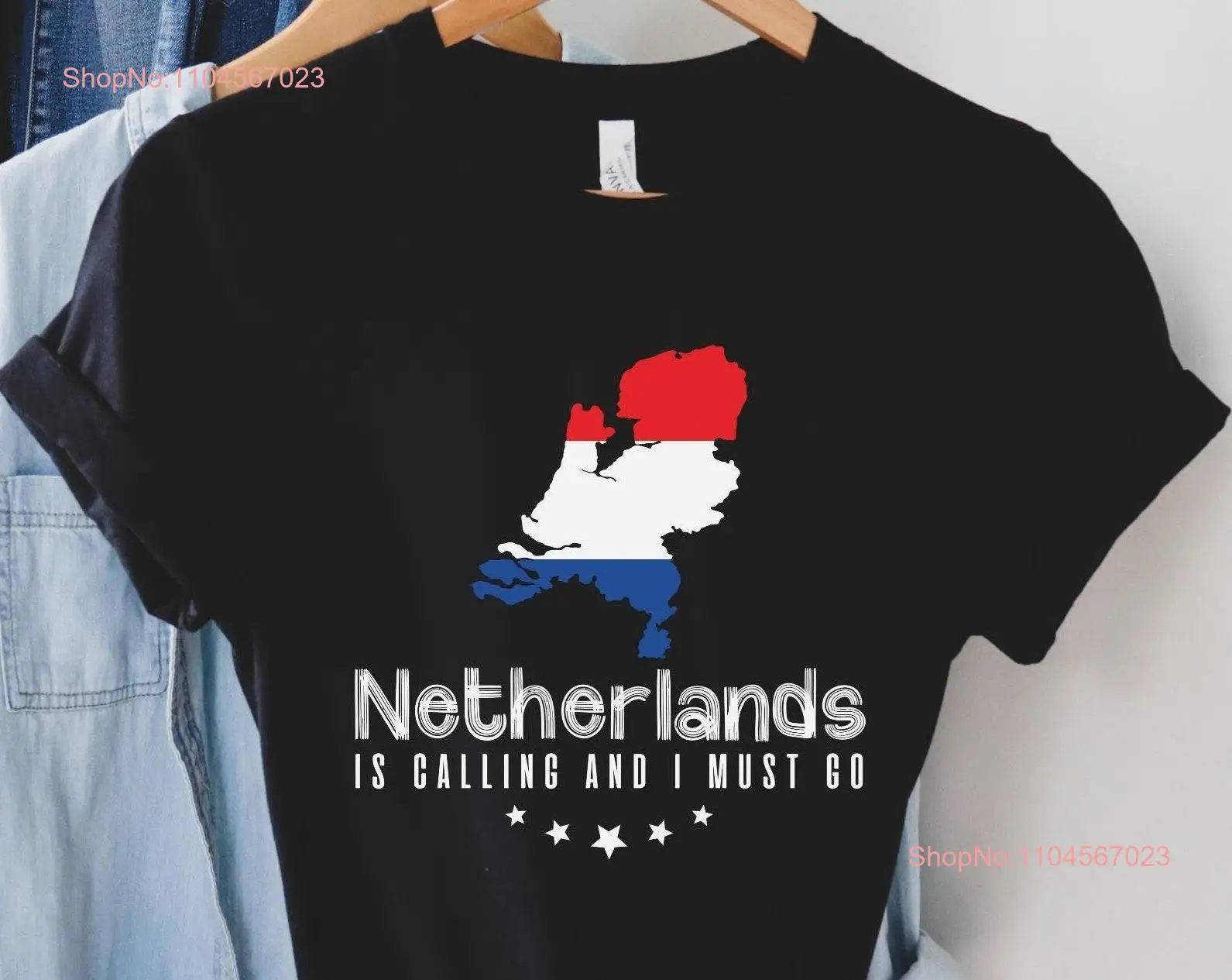 هولندا تدعو ويجب أن أذهب تي شيرت خريطة السفر العلم الهولندي بأكمام طويلة أو قصيرة