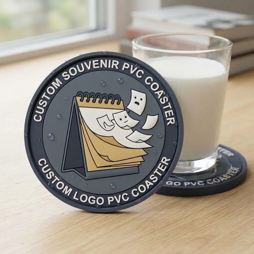 Custom Printed PVC Rubber Cup Mat Heat Insulation Coaster Waterproof Business Brand Promotional Souvenir Gift