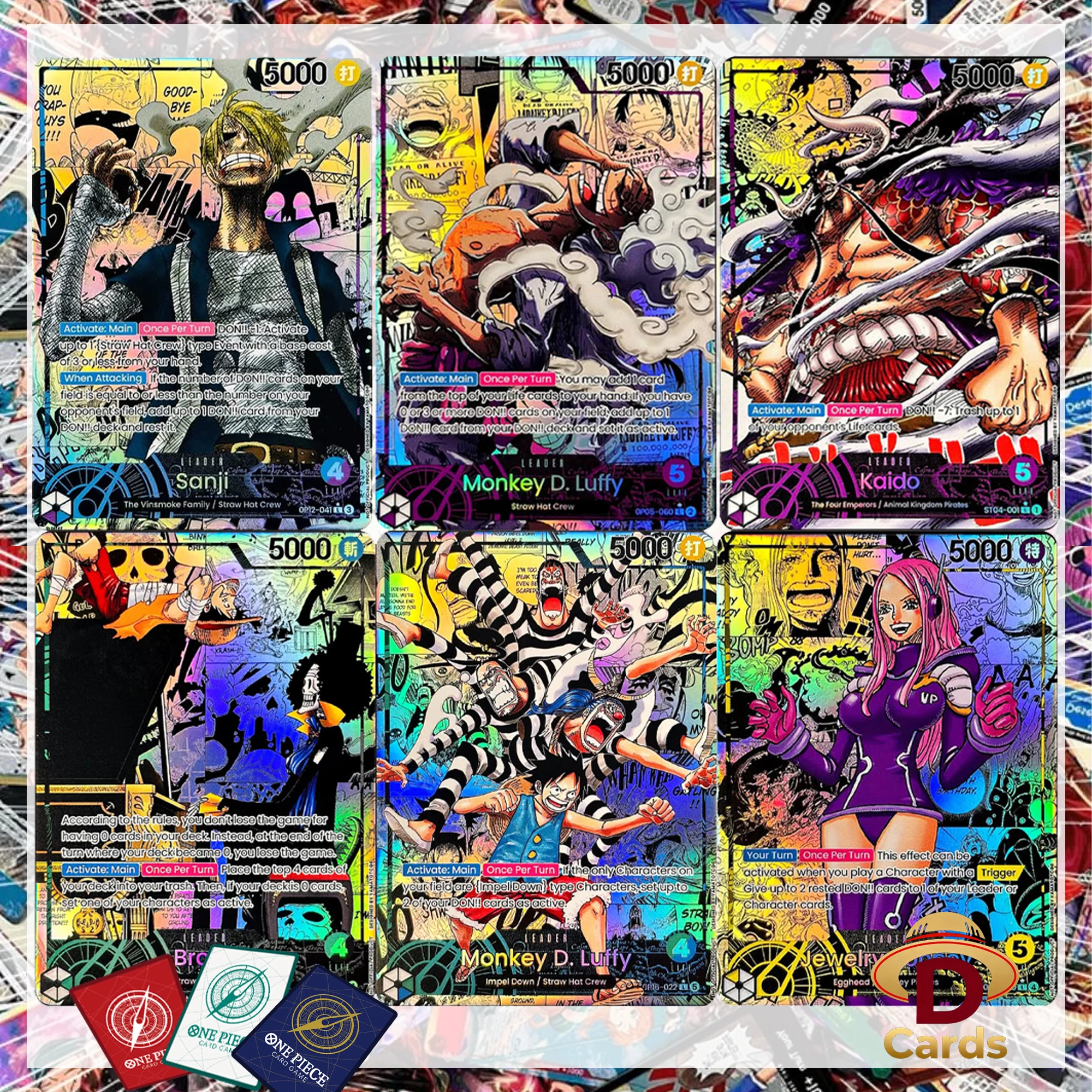 ONE PIECE Karten Gear 5 Luffy/Sanji/Kaido/Brook/Bonney Sammlung Maßgefertigte Anime Hochwertige Hobby-Sammelkarten Anime-Spielkarten