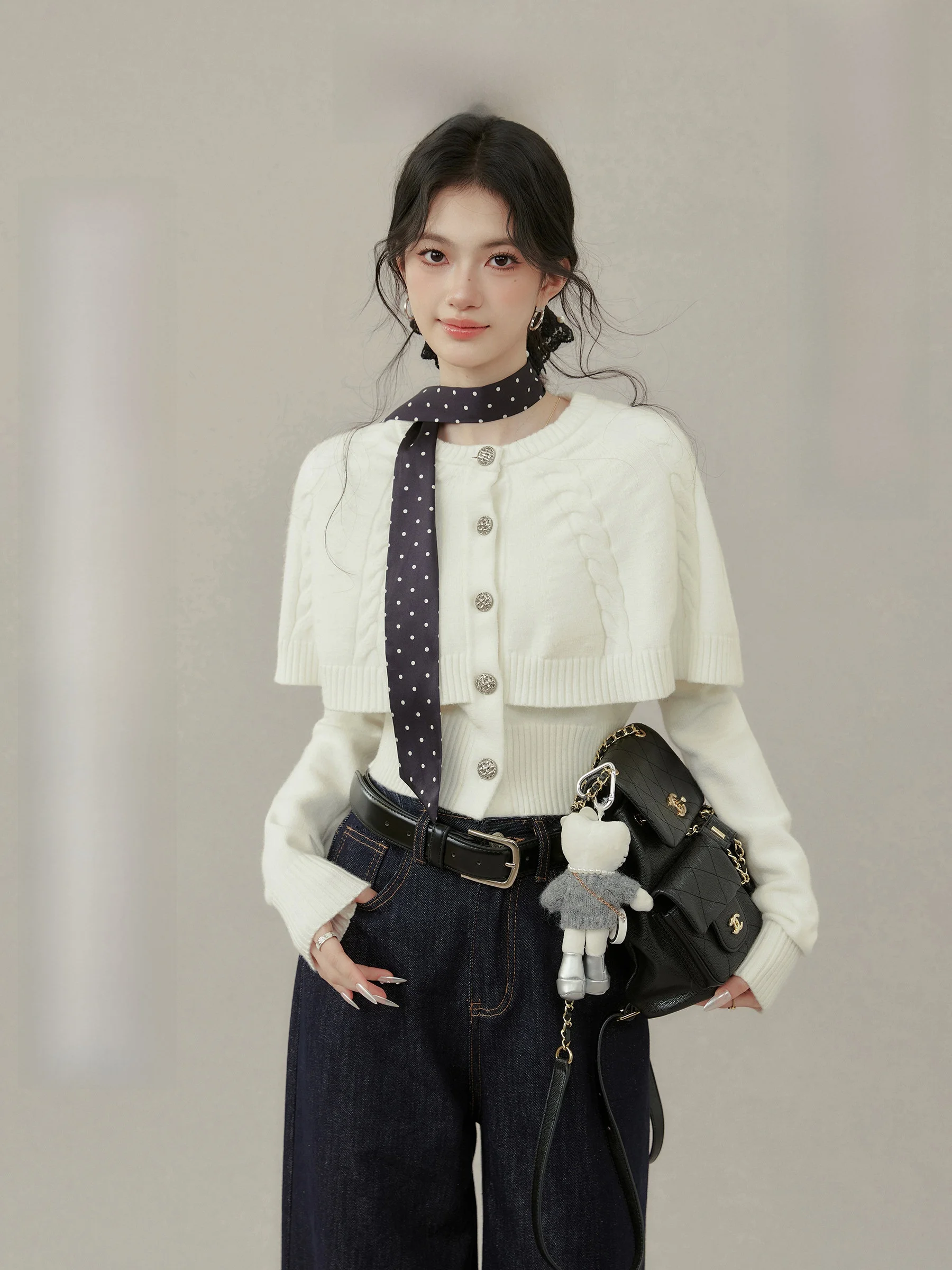 

Ele een Rose Design Женский кардиган-свитер awl Cowl Ne Long Sve ort Length Теплый осенне-зимний топ