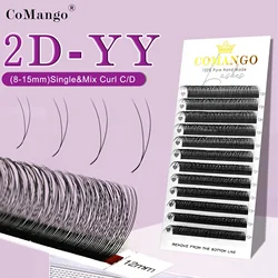 CoMango 2D Y Eyelashes for Extension Premade Fans Ultra Thin Natural Soft Silk Mink Individual False Eyelashes 2D Y Lashes