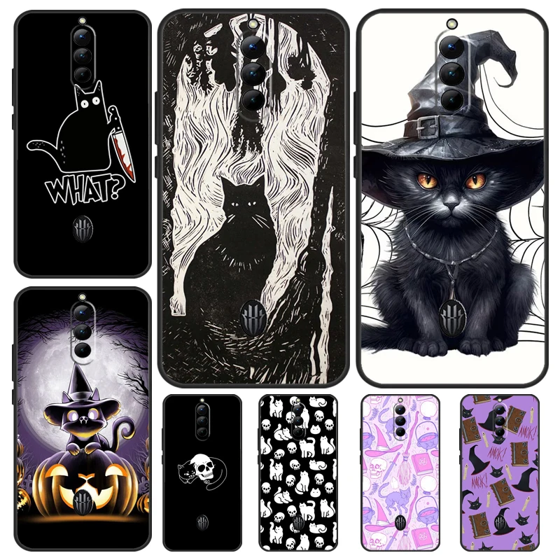 Witch Black Cat Case For Nubia Red Magic 8 8S Pro Plus 6 7 8 Pro 6S 7S Pro 6R 5S 5G Soft Protection Capa