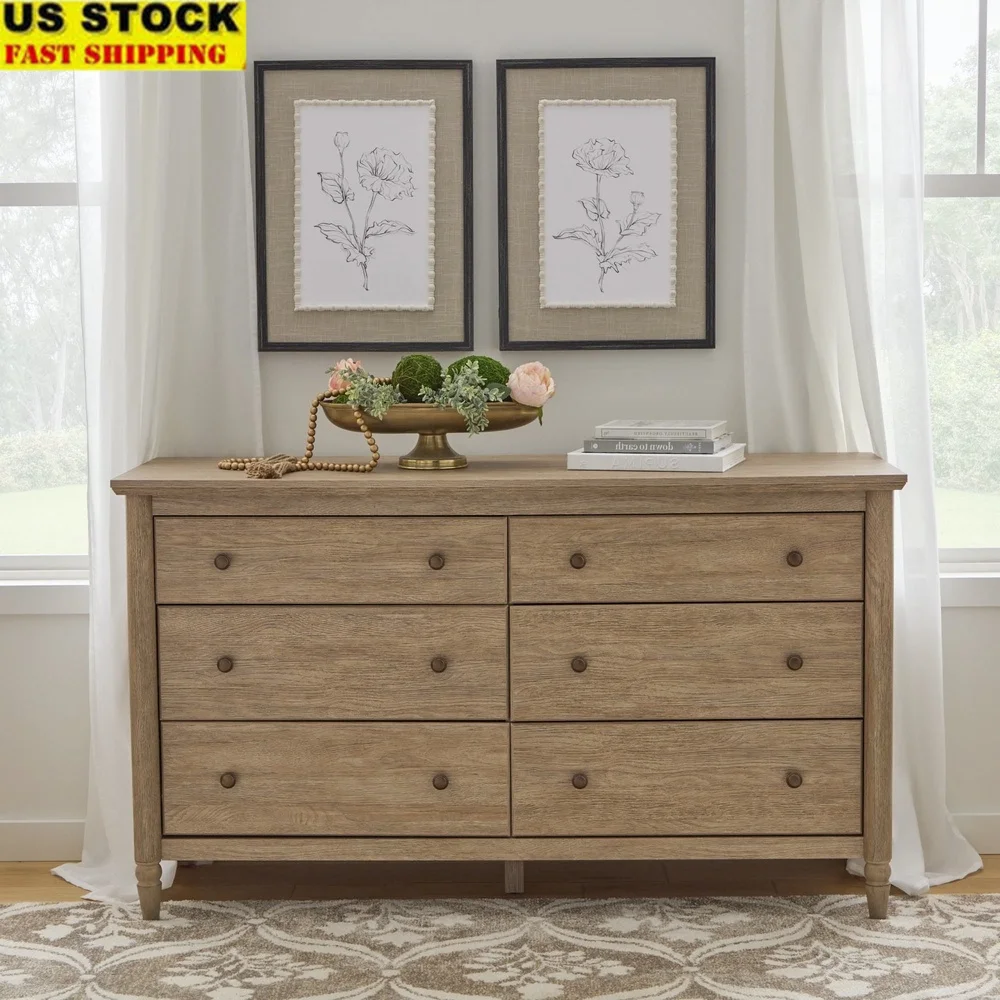 

Monroe 6-Drawer Dresser with Deep Drawers Interlocking Safety Mechanism Tip Restraint Strap Easy Assembly Stylish Storage