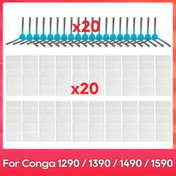 Kompatibel für Conga 1290 / 1390 / 1490 / 1590 Hepa-Filter Seitenbürste Mopp-Tücher Ersatzteil Ersatzteil Zubehör für Roboterstaubsauger.