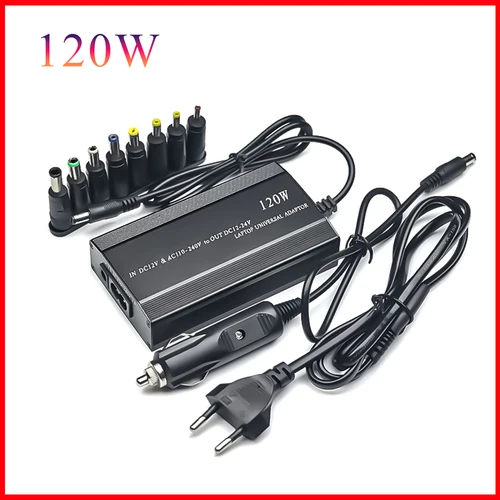 Cargador de coche ajustable, 120W, 220v, 110v a 12V, 15V, 16V, 18V, 19V, 20V, 22V, 24V, adaptador de corriente Universal AC DC, suministro Usb para Notebook