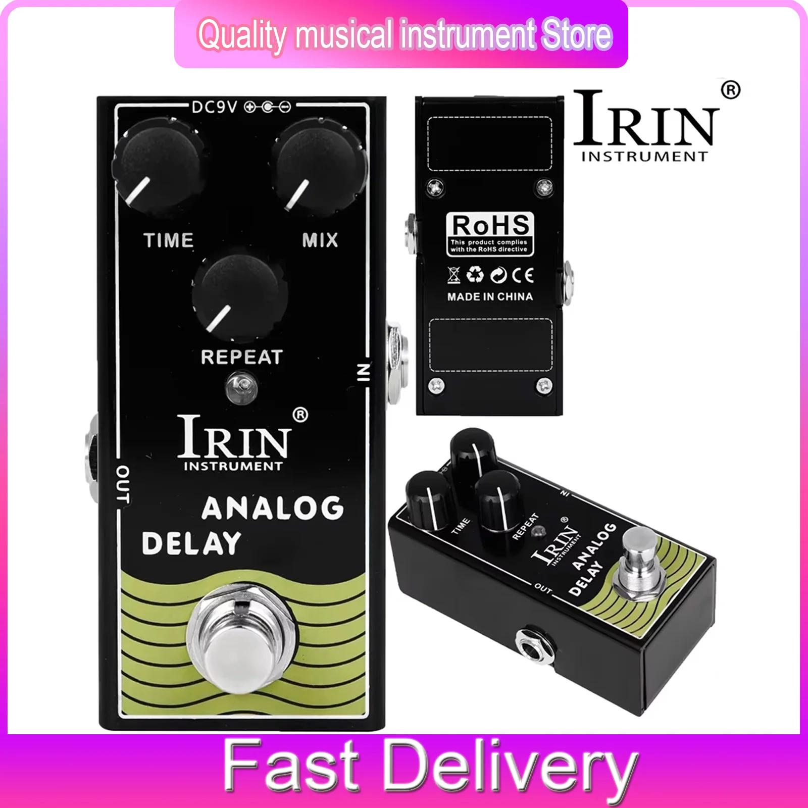 

Электрогитарная педаль эффектов IRIN RF-10 ANALOG DELAY, моноблочная, с True Bypass, аксессуар для гитарных инструментов