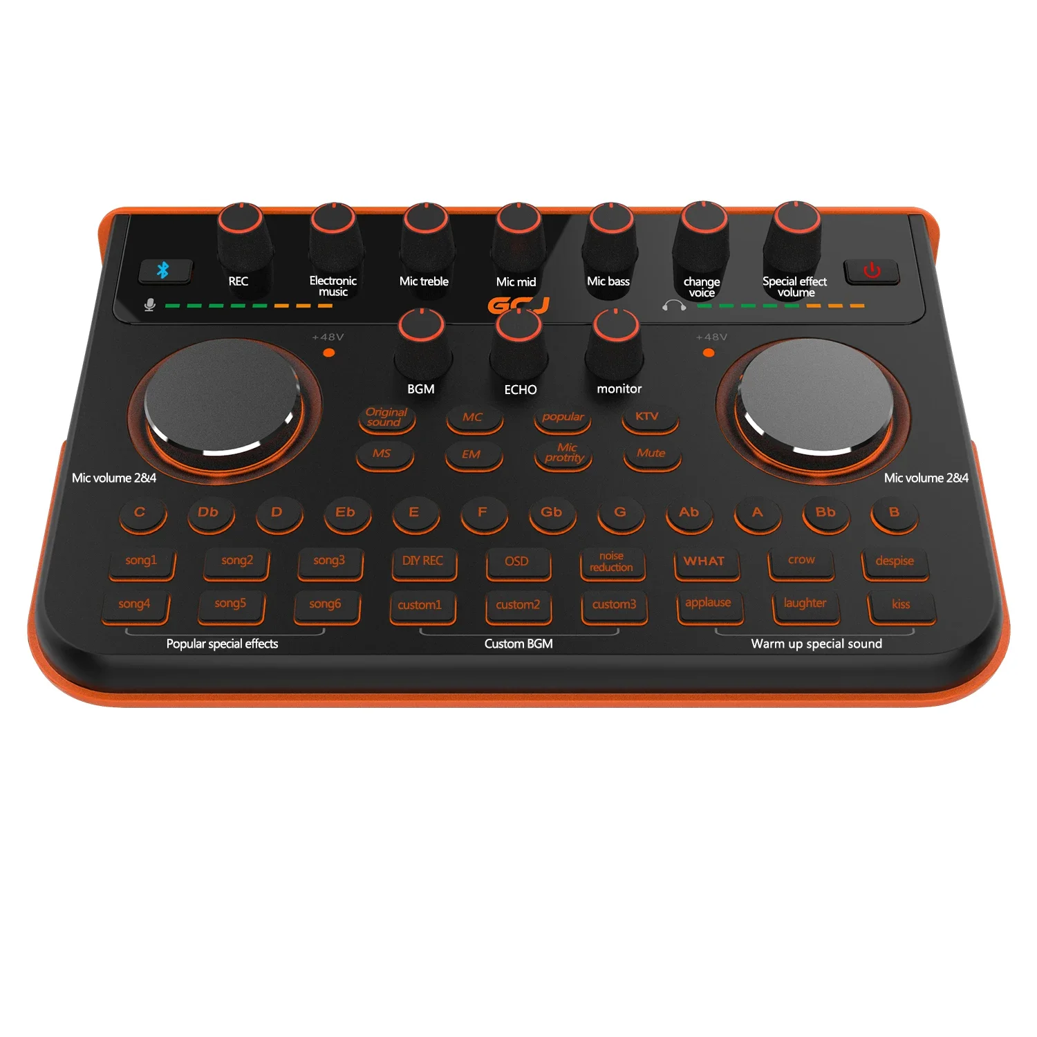 

GCJ G3 Mini Audio Interface With DJ Mixer Sound Effiece Live Sound Card, Black With 48V Power OTG Plug With 3.5mm Microphone