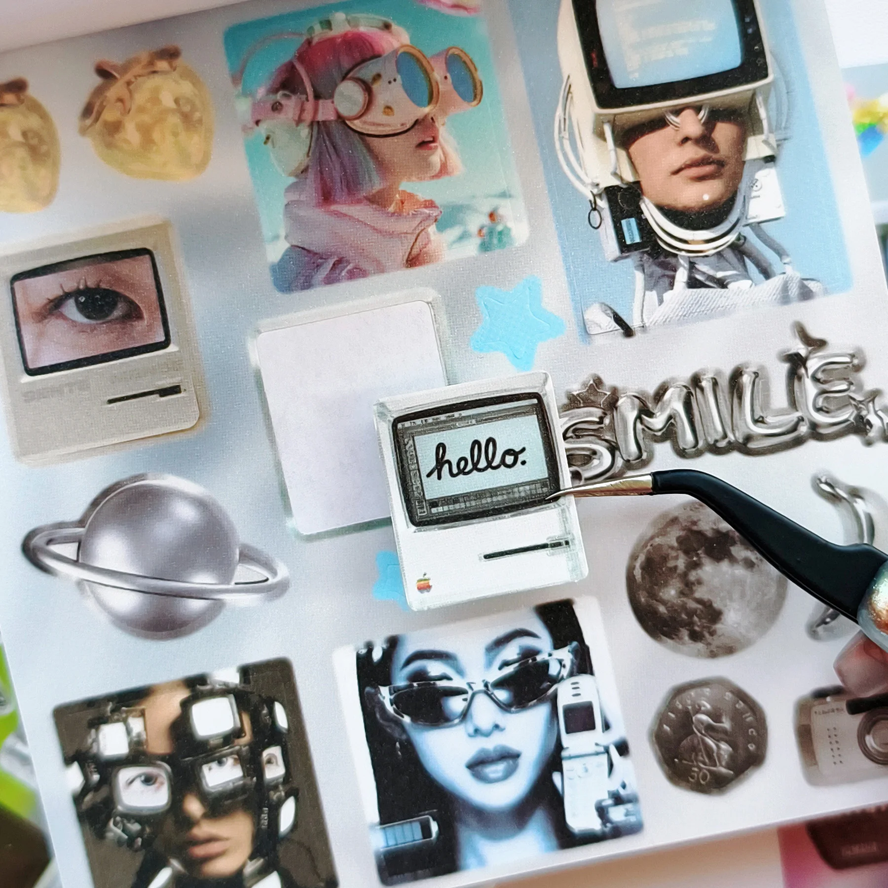 Zufällige Auswahl: 680+ Retro Nebula Serie Stickerbücher, Y2K Ästhetik Aufkleber für Scrapbooks, Junk Journals und Planer – Detail 3