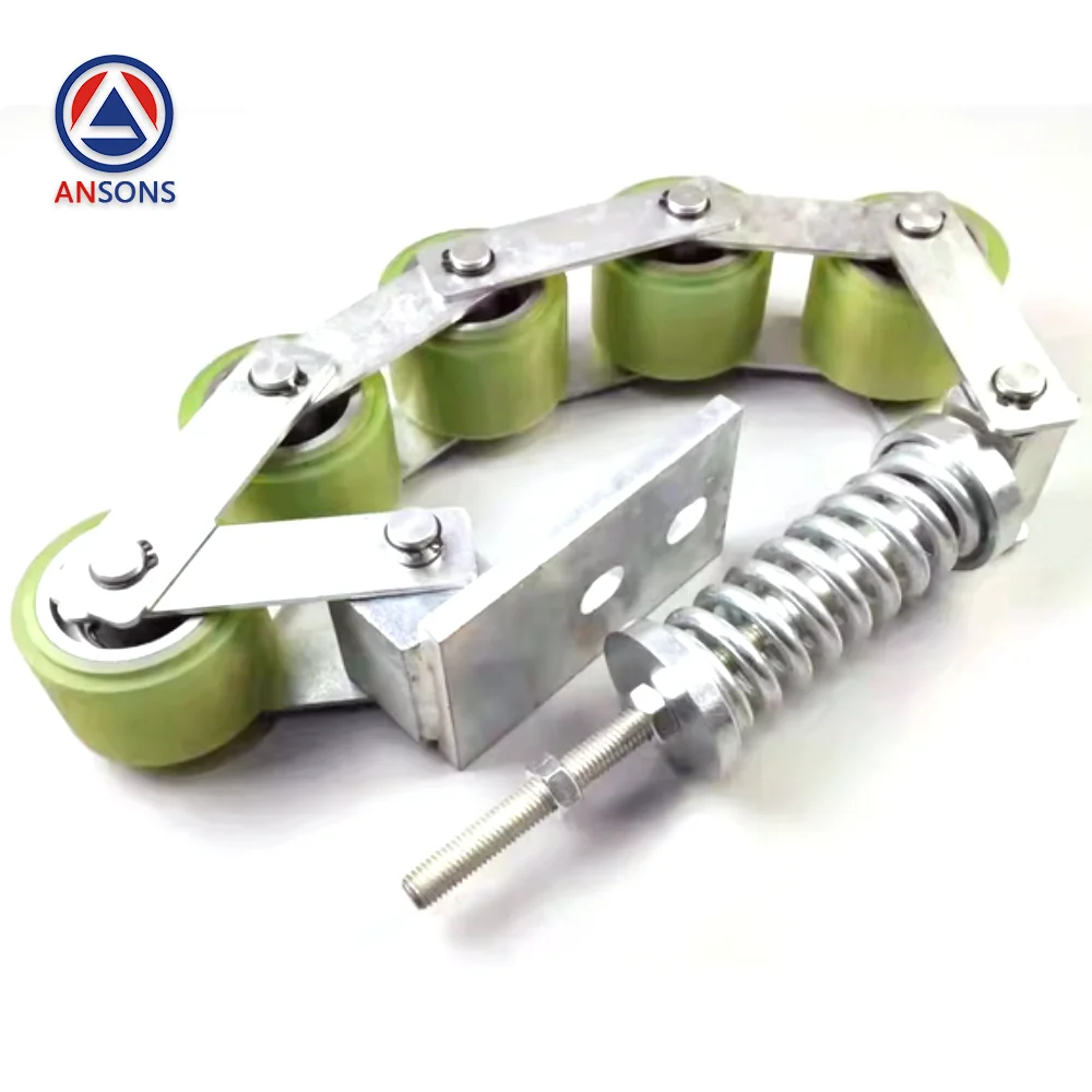 

70*50 mm SIGMA Escalator Handrail Belt Tension Chain Pressure Pulley Assembly Nylon / Aluminum Core Ansons Escalator Spare Parts