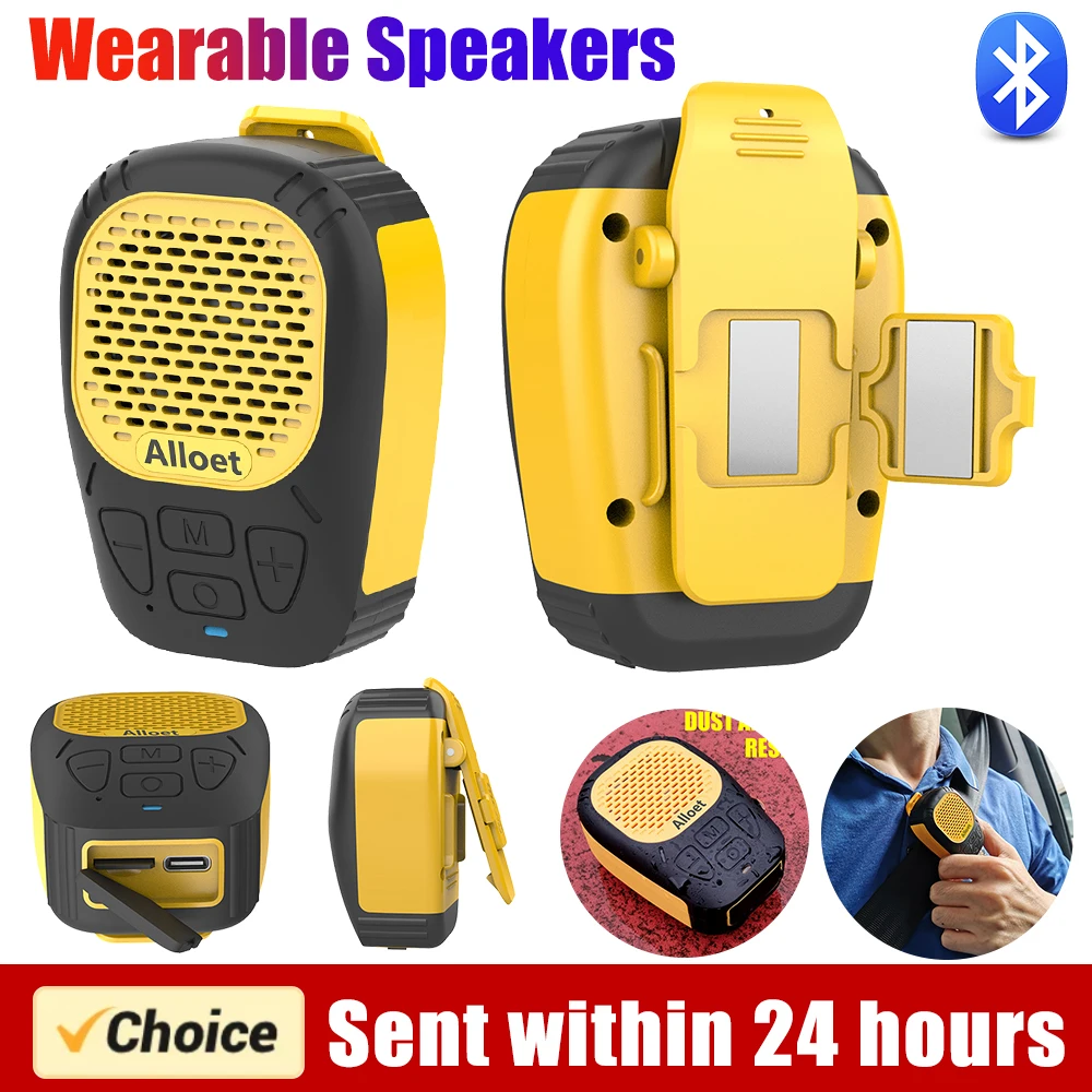 Wearable Bluetooth Speaker Magnetic Clip-On Wireless Speaker Waterproof Portable Sound with Strap for Hands-Free Music/Calls