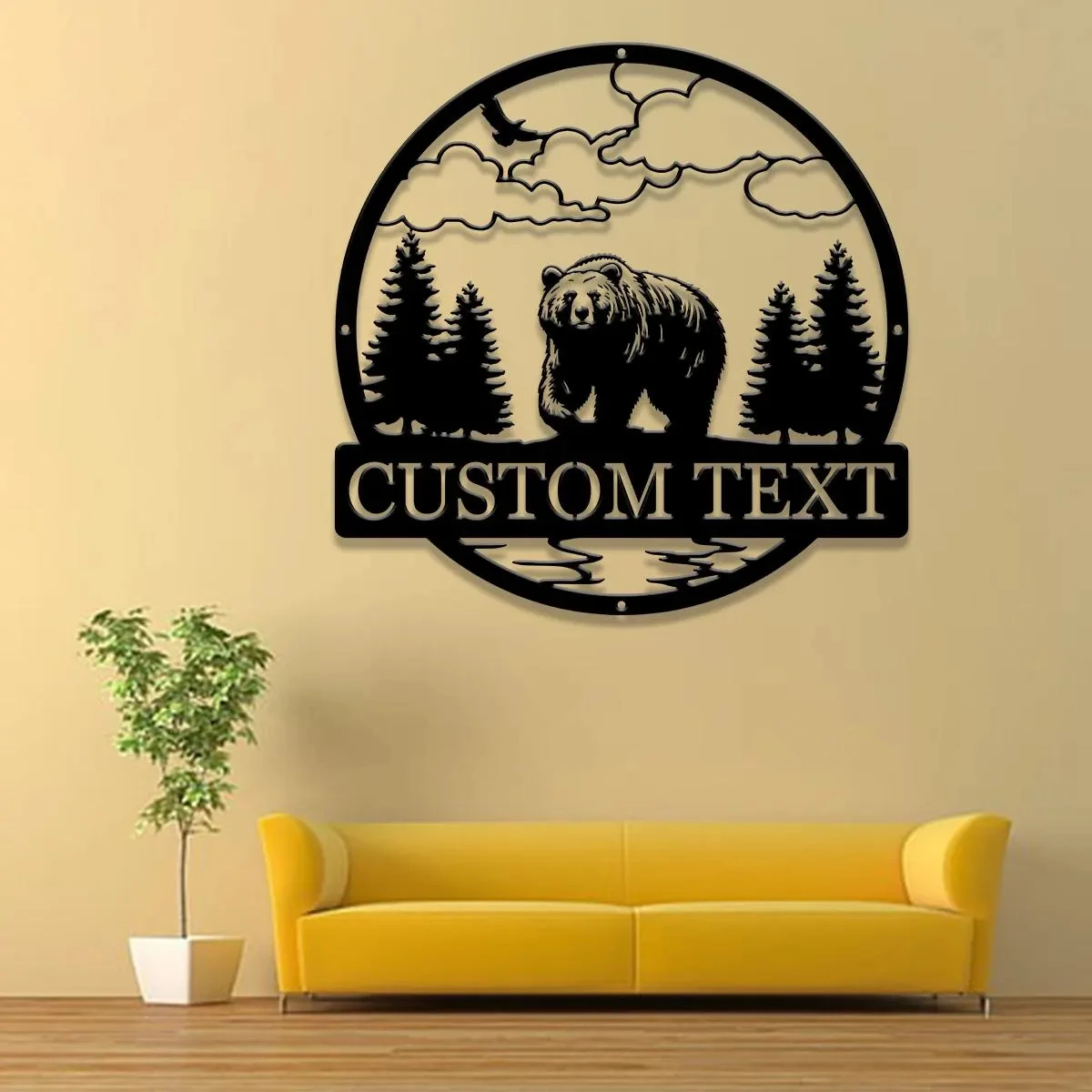 

Custom Wilderness Bear Cabin Sign Mountain Decor Personalized Metal Bear Sign Cabin Decor Outdoor Bear Decor Rustic Cabin Bear