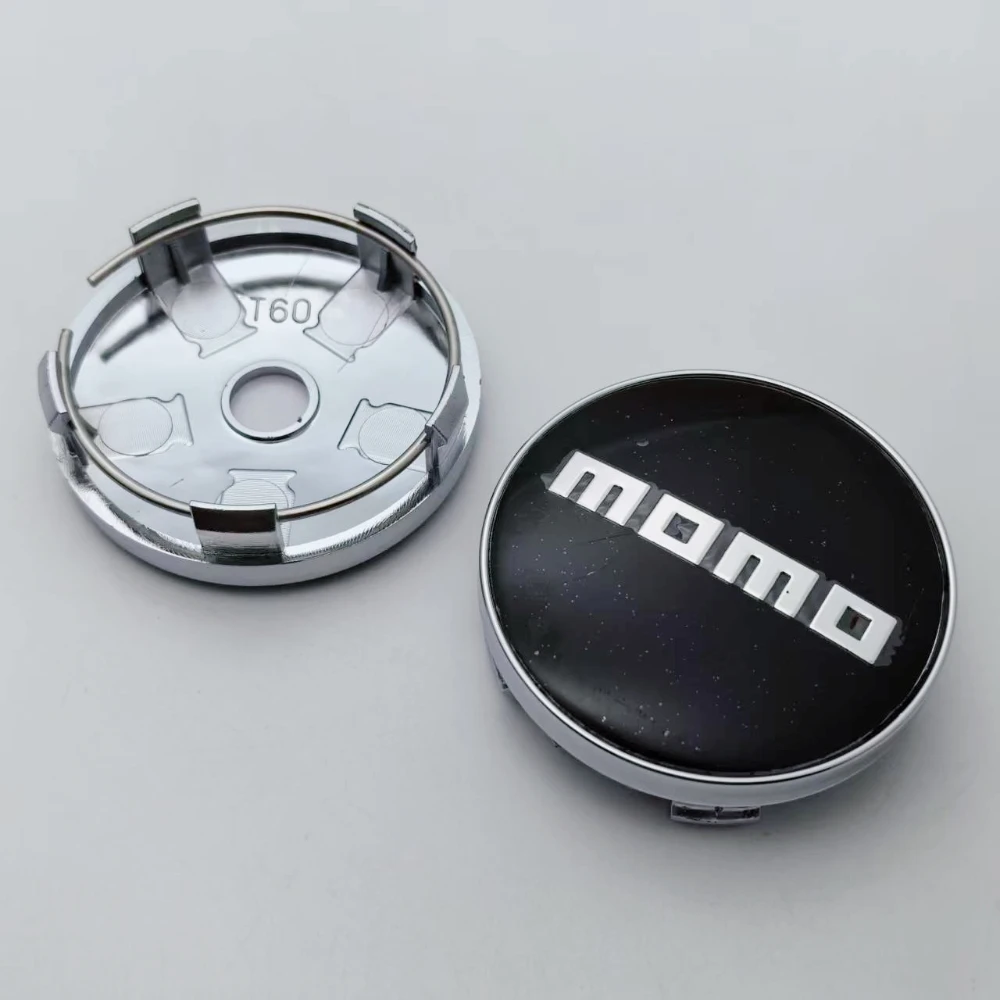 4pcs 60mm Car Wheel Center Caps With MOMO Badge Logo Rim Hubcaps Cover MOMO Emblem Styling Accessories for VW BMW Subaru Honda