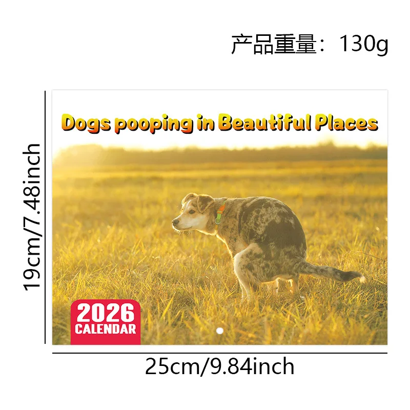 2026 Pooping Dog Wall Calendar Funny Year Monthly Planner Agenda Schedule Organizer Perfect Gift for Friends Office Supplies