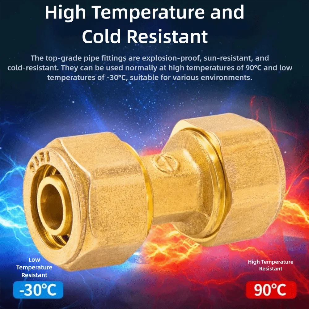 New Male/Female Thread Brass Pipe Fitting 2/3 Ways 1216 Brass Joint Pipe Connectors Floor Heating
