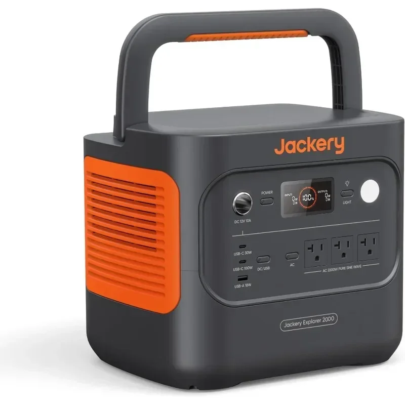 Jackery Explorer 2000 v2 Portable Power Station, 2042Wh LiFePO4 Home Backup Battery, 2200W Solar Generator