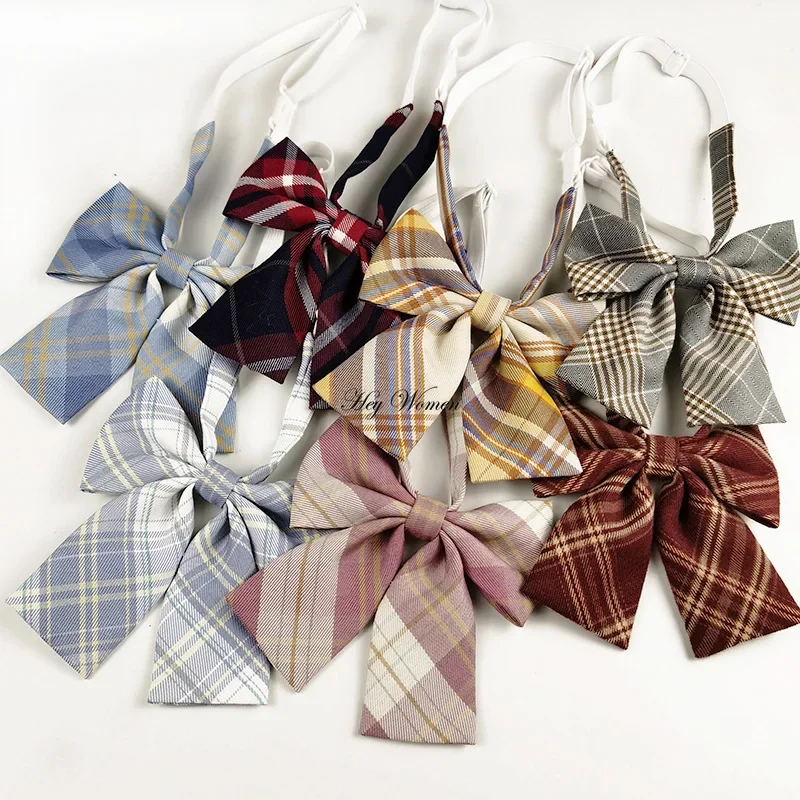 

Plaid Striped Bowtie Women Uniform Collar Bowknot Japanese Style Adult Students Check Bow Tie Simple Cute JK Uniform Accessories