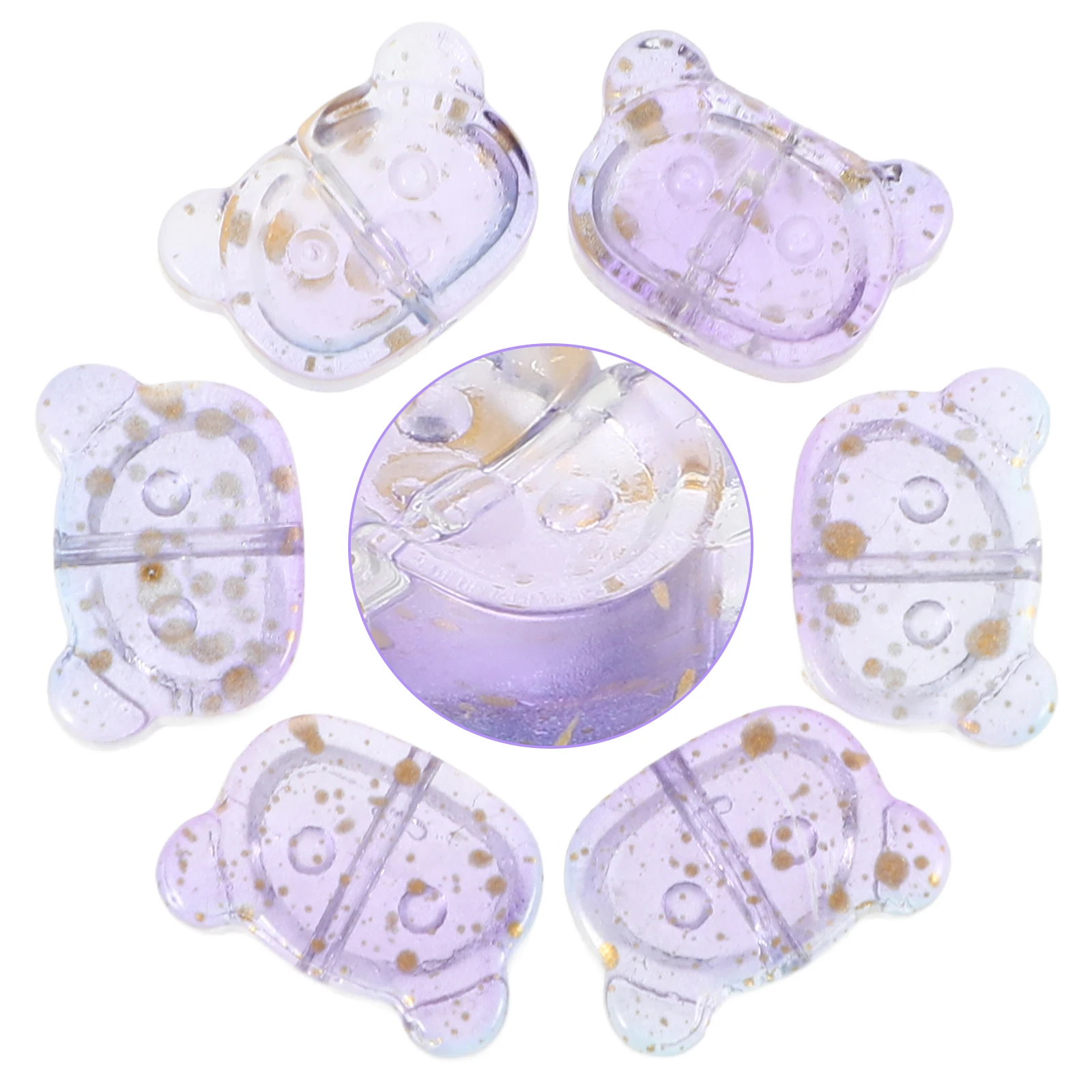 

100pcs Glass Bear Beads Pendant Shaped DIY Jewelry Making Necklace Bracelet Earring Hair Ties Craft Accessories Lightweight