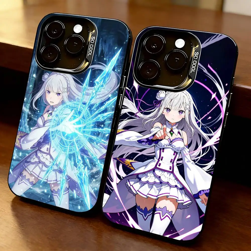 

Re Z-Zero Emilia-a Phone Case For iPhone 17,16,15,14,13,12,11 Plus,Pro Max,XS,Colorful Silver Black Cover