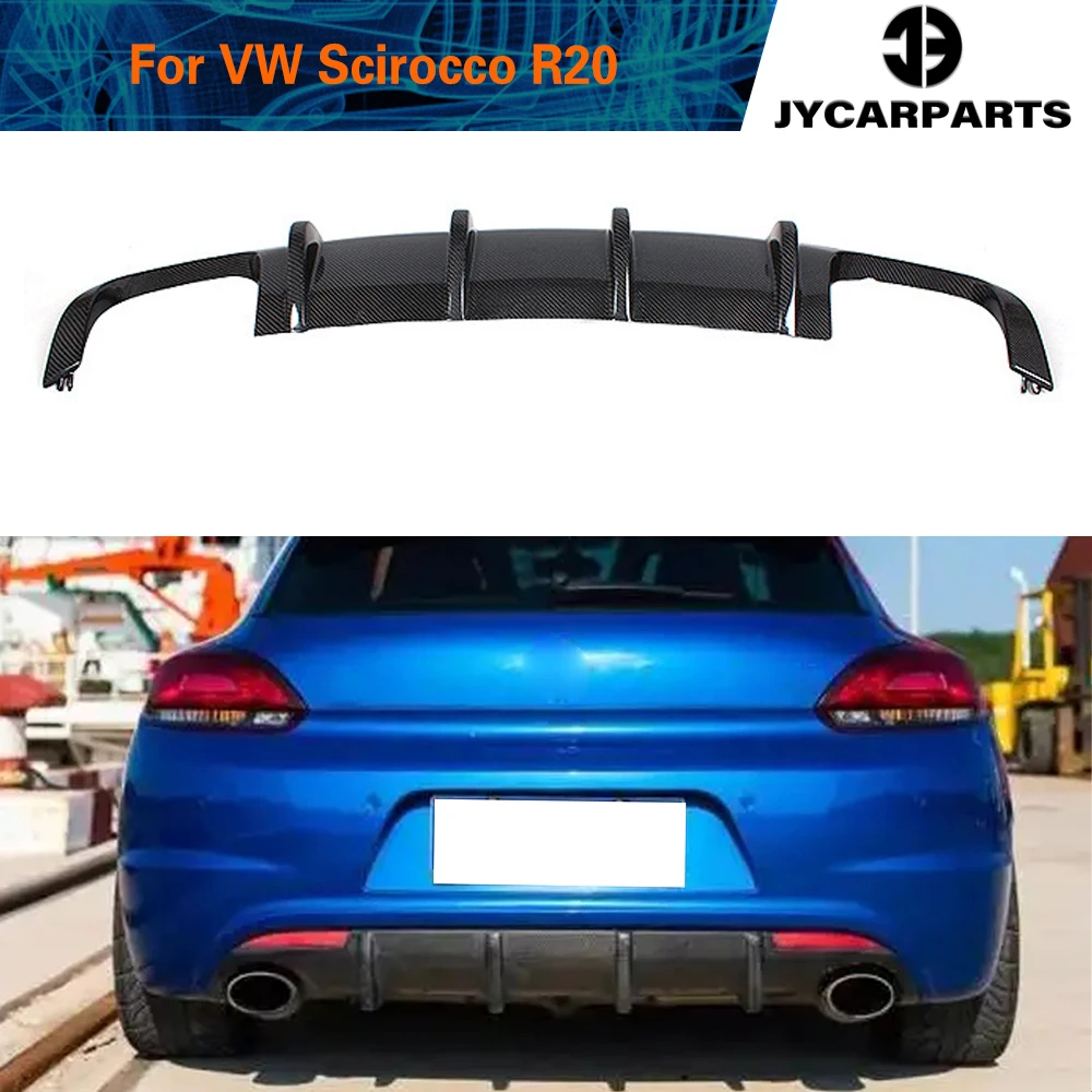 

Carbon Fiber Car Rear Bumper Diffuser Lip Spoiler for Volkswagen VW Scirocco R20 Bumper 2009 - 2016 Black FRP Bumper Guard